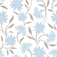 Seamless pattern with blue flowers and beige leaves Vector illustration N2