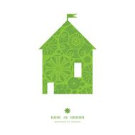 Vector abstract green and white circles house silhouette pattern frame