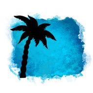 Watercolor paint stain and coconut palm tree N4