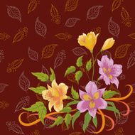 Flowers alstroemeria and leafs contours