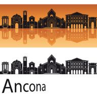 Ancona skyline in orange background