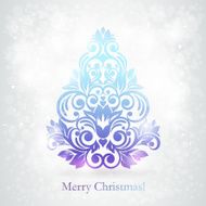 Christmas card tree with snow Vector Illustration N2
