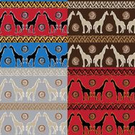 Set of Ethnic tribal Seamless Pattern with giraffe