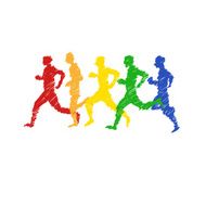 Sports man running abstract isolated on a white backgrounds N10
