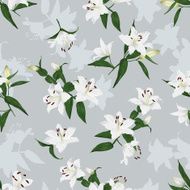 Lilies grey seamless vector background