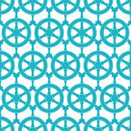 Nautical ship wheels abstract blue seamless pattern background