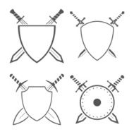 heraldic shields and swords sabres for heraldry design
