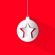 Abstract christmas ball in flat style with star from papercut