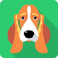dog Basset Hound icon flat design N2
