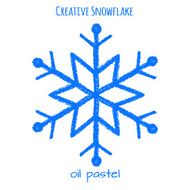 Snowflake hand drawn with oil pastels N23