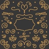 Swirl design elements set on dark gray background N2
