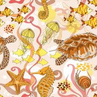 Seamless pattern of sea animals N4