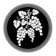 Grapes Design Element White silhouette on Black icon Button
