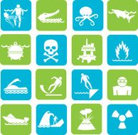 Silhouette Warning Signs for dangers in sea ocean N2