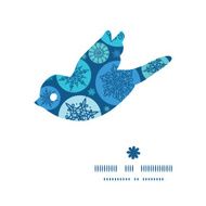 Vector round snowflakes bird silhouette pattern frame N2