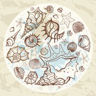 Sea background Hand drawn vector illustration N9