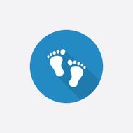 footprints Flat Blue Simple Icon with long shadow