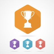 Vector prize Trophy cup flat icon long shadow