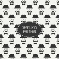 Seamless retro pattern with vintage hipster gentleman mustache hat glasses N2