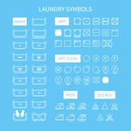 Set of line simple washing instruction symbols Laundry icons