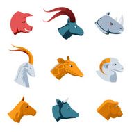 Flat Designs of Various Animal Head Icons