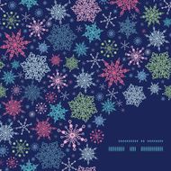 Vector snowflakes on night sky Christmas snowflake silhouette pattern frame N19