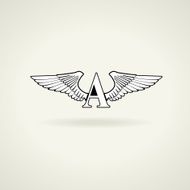 Emblem or blank wings and the letter A