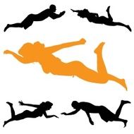 Vector silhouette of people who swim N13