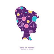 Vector molecular structure girl portrait silhouette pattern frame
