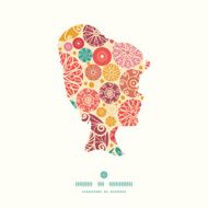 Vector abstract decorative circles girl portrait silhouette pattern frame