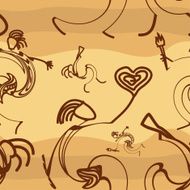Seamless texture with silhouettes of the primitive people