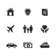 Vector insurance icons with hands