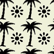 Seamless pattern with coconut palm trees and sun N5