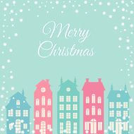 Christmas greeting card with houses silhouettes N2