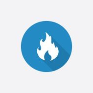 fire Flat Blue Simple Icon with long shadow
