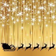Santa Claus rides in a sleigh with reindeer