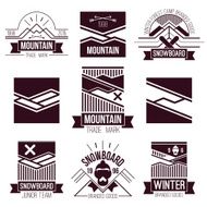 Snowboard and mountains emblems N2