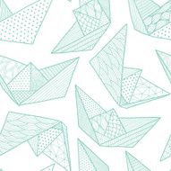 Seamless pattern with paper folded ships