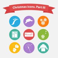 Vector Christmas icons in a flat style Part III