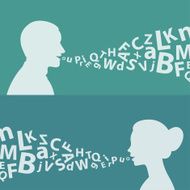 Concept man woman and letters