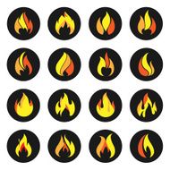 Fire color Icons on black circle