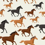 Seamless pattern with horse running in flat style N2