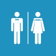 Vector silhouette male and female WC icon denoting toilet restroom