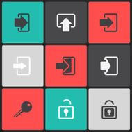 Vector login web icon set in flat style
