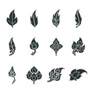 Thai Motifs Leafs Silhouette Icons