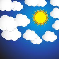 Abstract sun and cloud with blue sky background Vector Illustra