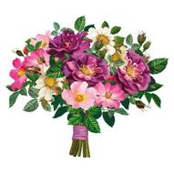 bouquet of wild rose and violet roses