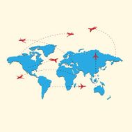 World travel map with airplanes N2