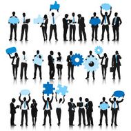 Business team social networking with blue bubble N2