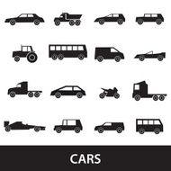 simple cars black silhouettes icons collection eps10